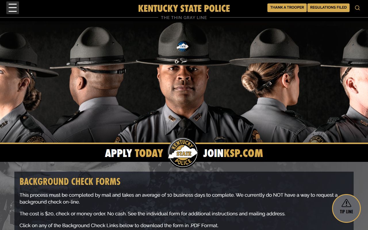 Ballard County criminal court records Kentucky State Police background check forms