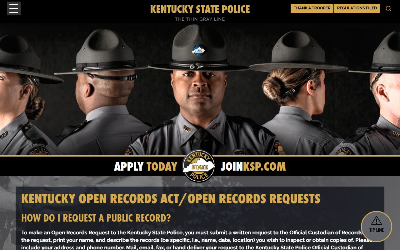 Ballard County criminal court records Kentucky State Police open records requests