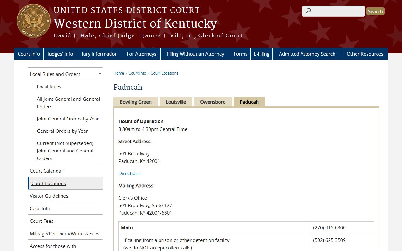 Ballard County Circuit Court records federal Paducah courthouse source