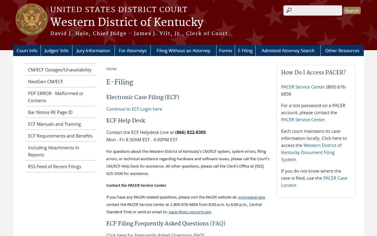 Ballard County Circuit Court records federal e filing help source