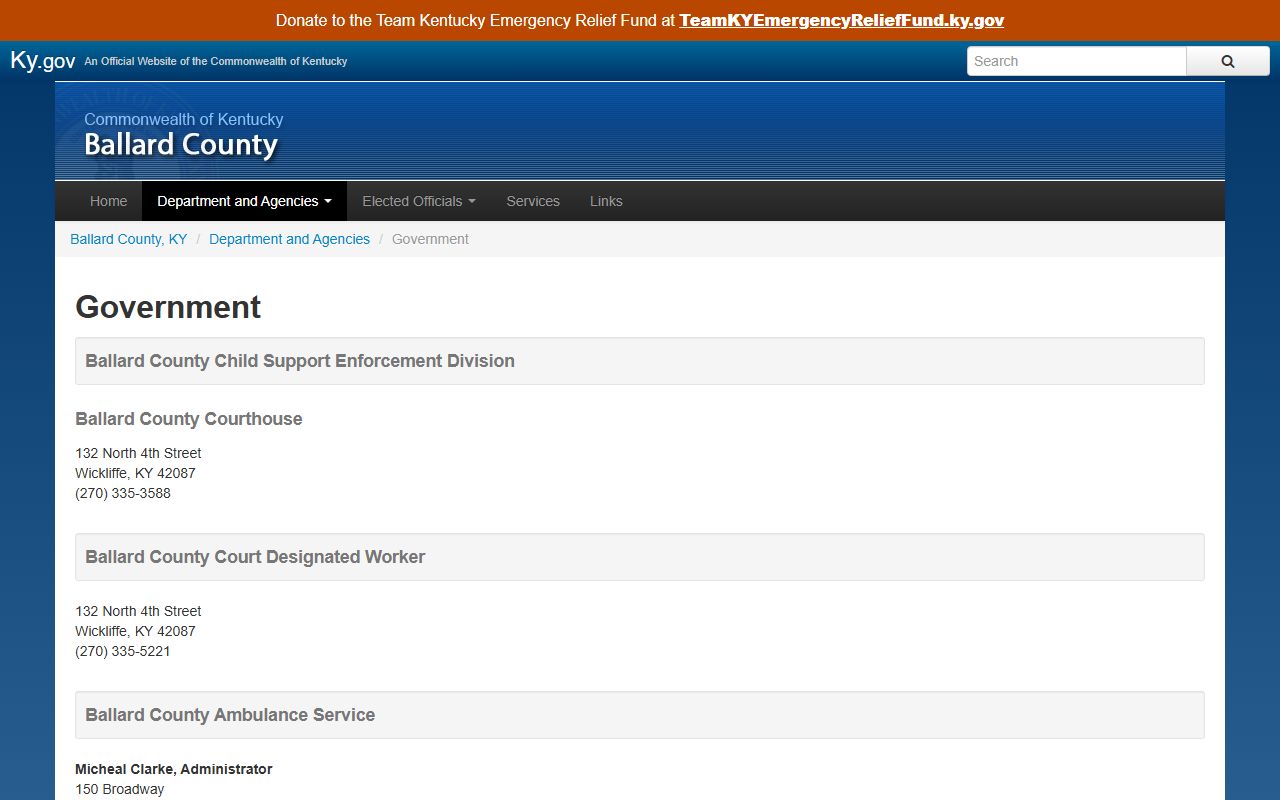 Ballard County court records government agency page