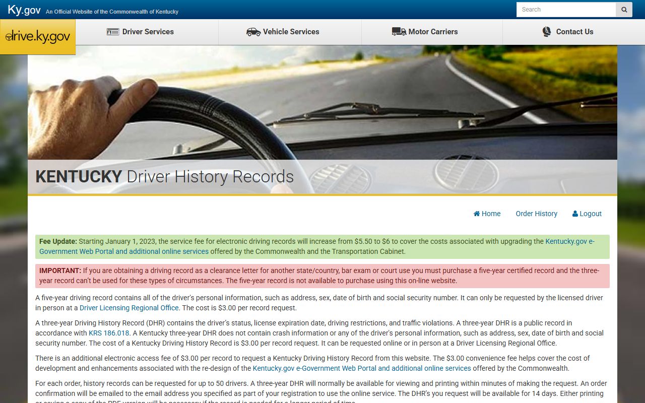 Ballard County traffic court records Kentucky DHR online portal
